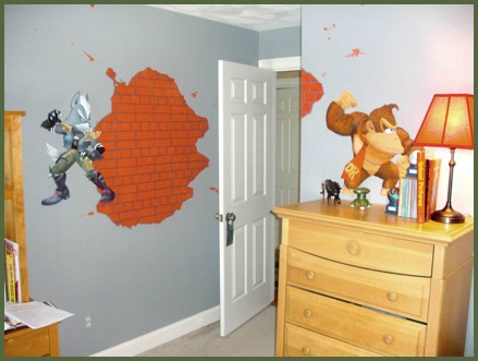 children's mural, kids mural, boys mural, nintendo mural,978 781, 603, 508